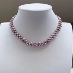 【本真珠】ベビーパール編みチョーカー♡パープルカラー♡天然無染色パールネックレス