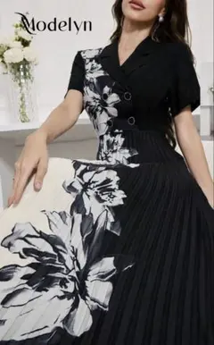 SHEIN★花柄デザインのAラインワンピースSサイズ