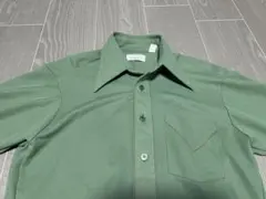 80s Vintage 半袖シャツ グリーン ロングポイントカラー