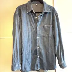 GU デニムブルー ボタンアップシャツ Lサイズ
