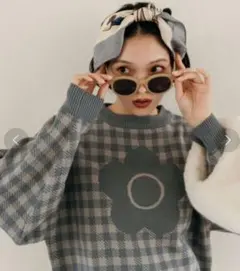 ★お値下げ　マリークワント　デイジーモチーフ　ジャガードニットセーター