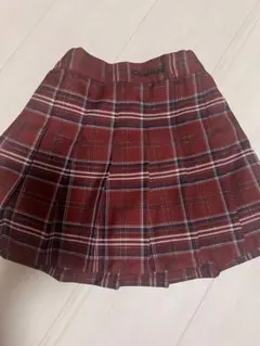 ピンクハント赤系チェックスカートとトップスセット