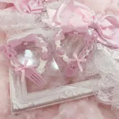 ホイップデコ クリアケースデコ リボン イチゴ 量産型 ピンク