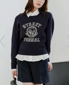 スナイデル　シャツドッキングジャガードニットプルオーバー