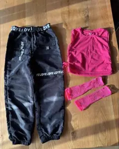 SHEIN シーイン　ダンス衣装　黒パンツ　ピンクノースリーブ　3点セット