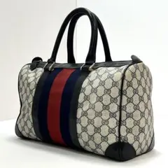 グッチ　オールドグッチ　ミニボストン　シェリーライン　GG柄　 PVC　レザー