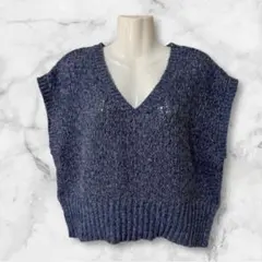 ニットベスト/M〜L/ブルー系