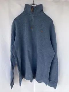 希少✨ ラルフローレン ハーフジップ スウェット トレーナー 刺繍ロゴ 青