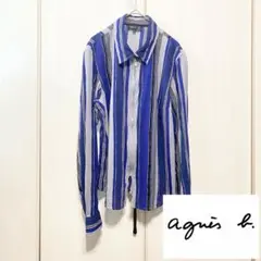 【美品】 agnes b. マルチストライプ ジップ シャツ ブルゾンのサムネイル
