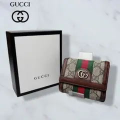 01 美品 GUCCI 三つ折り財布 プチマーモント シェリーライン n9