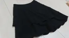 レディース サイズ38(Mサイズ) ミニスカート フレアスカート 二段フリル 黒