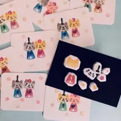 消しゴムはんこ（猫雛Ⅱ)8点セット