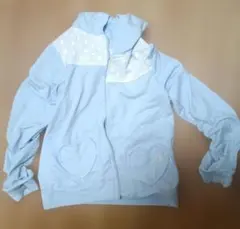 水色 ハート型ポケット パーカー