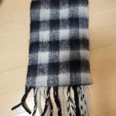 チェック柄フリンジマフラー