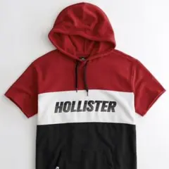 HOLLISTER 半袖パーカー 赤/白/黒