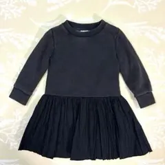 ブラック異素材長袖ワンピース