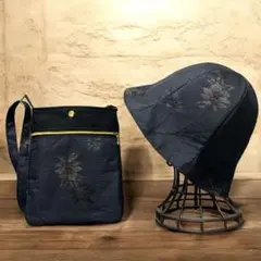 7マルキ大島紬サコッシュと帽子セット