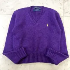 ラルフローレン　80'90' 希少シェットランドウール　Vネックセーター　L