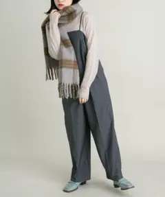 KBF タックデザインキャミサロペットCHARCOAL