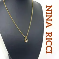 【正規品】ニナリッチ 雫型 NRロゴ ゴールドネックレス ラインストーン付き