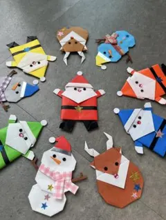 折り紙クリスマス　サンタクロース 雪だるま　トナカイ　10個セット
