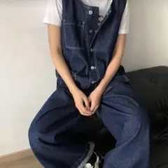 ダークブルーデニム サロペット M