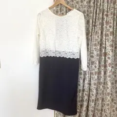 8日までお値下げレーストップのひざ丈ワンピース