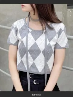 INGNI チョーカー付アーガイル柄ニット