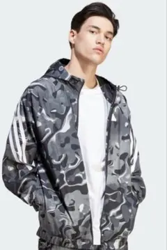 【美品】フューチャー 総柄　ウィンドブレーカー　アディダス adidas M 黒