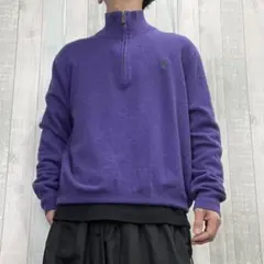 ポロラルフローレン　ハーフジップ　メリノウール　ニットセーター　パープル
