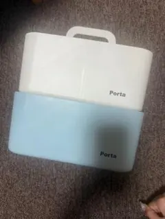 Porta 仕切り付き収納ボックス ホワイト ブルー