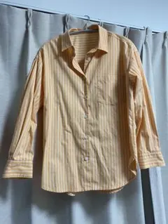 GU ストライプシャツ　オレンジ　長袖シャツ　S