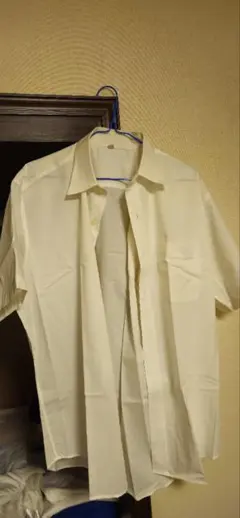 【ユニクロ】半袖シャツ　クリーニング済　ホワイト　サイズＬ