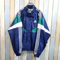 6-95☆アディダス☆ナイロンジャケット☆ワンポイント刺繍ロゴ☆Lサイズ相当