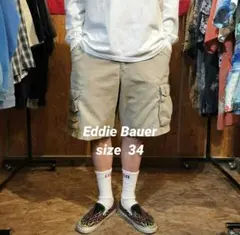 W34 Eddie Bauer 多ポケット チノ カーゴショーツ ベージュ 古着のサムネイル