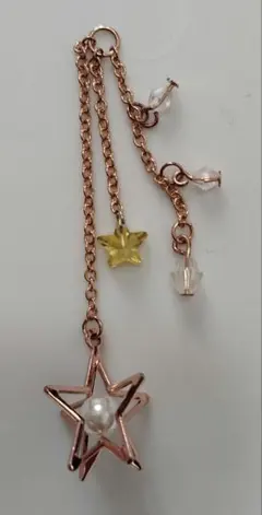 星型チャーム パールとクリスタル付き