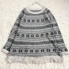 n8921 ライトオン 長袖ニット セーター ノルディック柄 ゆったり ポケット