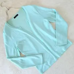 セブンアイディーコンセプト ウール混 シンプルカーディガン ミントグリーン M