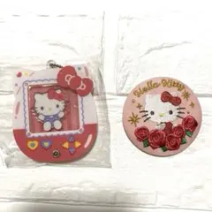 ハローキティ　カスタムアクリルチャーム 刺繍缶バッジ　2種セット