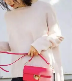 クルーネック ニット ピンクベージュ