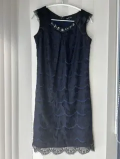 INDIVI ネイビー レース ノースリーブ ワンピース