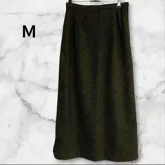 ウール混 ダークグレー Aライン ロングスカート ウエスト64cm