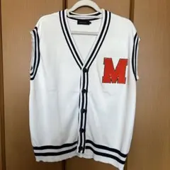【古着】メンズ　ニットベスト　白