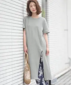 リップスター / バックベルトワッフルスリット半袖ワンピースのサムネイル