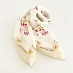 BURBERRY バーバリー ハンカチ スカーフ パンジー柄 ベージュ ロゴ入りのサムネイル