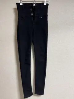 【美品】ELDER ハイウエスト ブラックスキニーパンツ