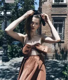 ZARA 「新品 未使用 完売品」リボン カットアウト タフタワンピース