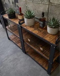 かごつき】男前インテリア 棚 2台 植物 多肉植物 インダストリアル