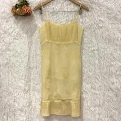 ★ROPE★ロペ 花柄 キャミワンピース【M】ドレス プリーツ ジッパー黄色のサムネイル