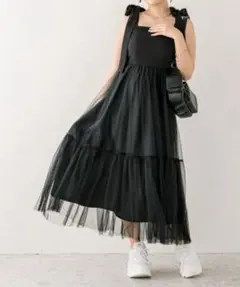 黒 チュールワンピース